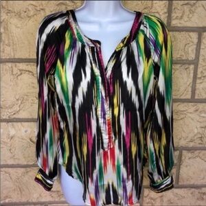 Patterson J Kincaid Blouse Top watercolor Size XS Loose fit Tropical